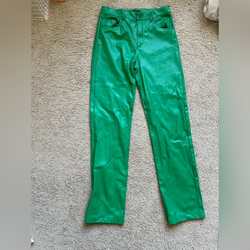 Zara green leather pants